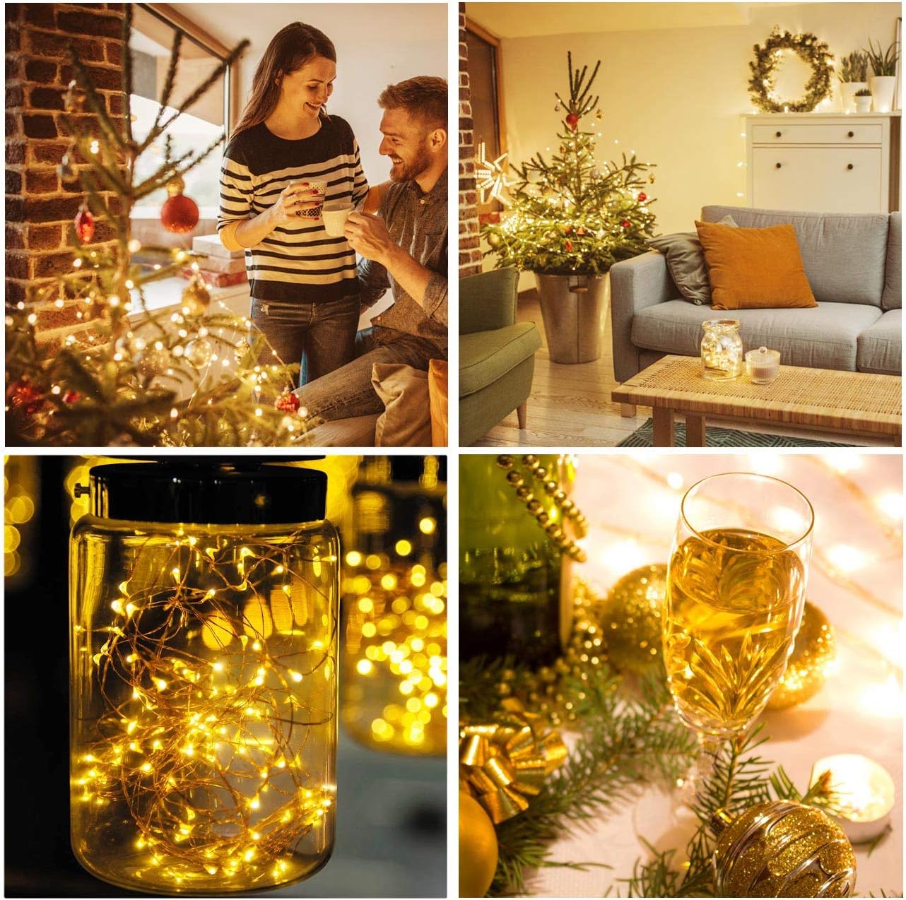 Kolpop Fairy Lights Battery Operated, [4 Packs] 5m 50 LED Copper Wire Christmas String Lights, Warm White LED Fairy Lights twinkle lights for Bedroom Wedding Birthday Party Indoor Tree DIY Decorations-6