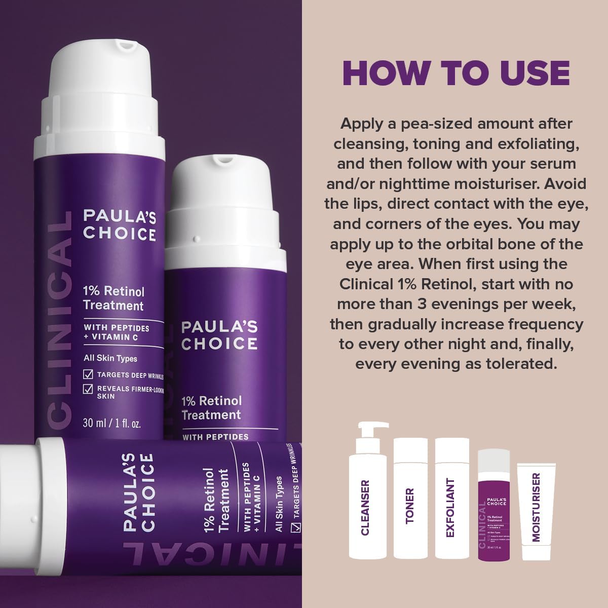 Paula's Choice CLINICAL 1% Retinol Treatment - Anti Aging & Skin Firming Serum for Face - Fights Wrinkles - with Vitamin C & Peptides - All Skin Types - 30 ml-3