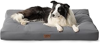 Bedsure Waterproof Dog Bed Large - Washable Dog Bed Mattress with Oxford Fabric, Pet Pillow Cushion for Crate, Grey Dog Mat Outdoor, 91x68x10cm