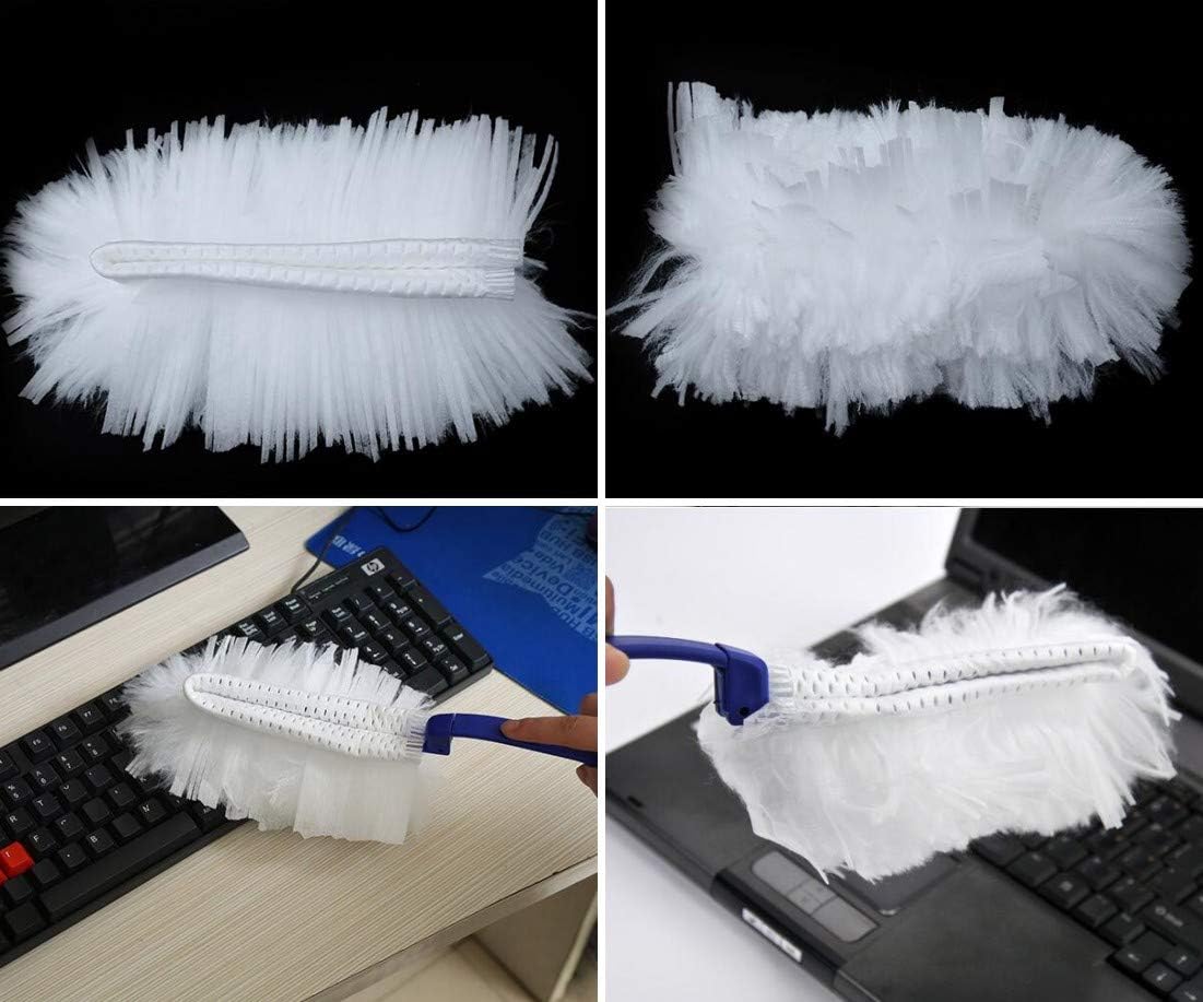 JZK 2 x Handy small fluffy microfibre duster with 10x duster refills pads, Disposable Dusting hand tool, small dust cleaning tool static cleaner for blinds PC TV keyboard desk car dashboard-4