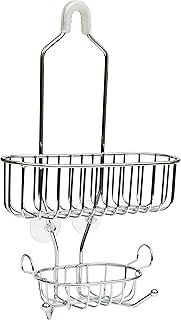 Amtido Shower Caddy Bathroom Rack – Hanging Organiser Basket – Chrome Finish