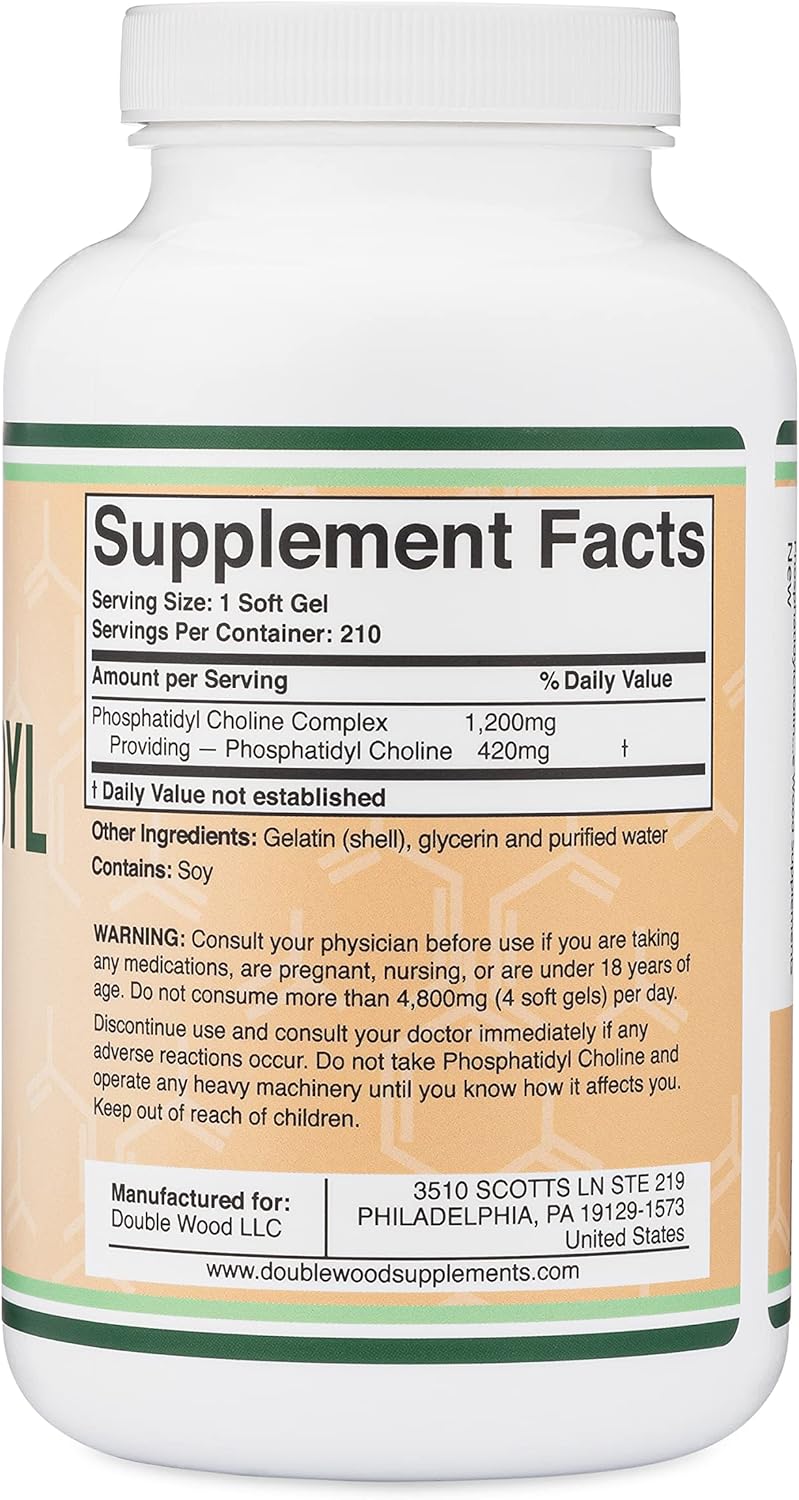 Phosphatidylcholine 1,200 mg Enhanced Version of Sunflower and Soy Lecithin | Non - GMO Support Brain Health (210 Softgels)-2