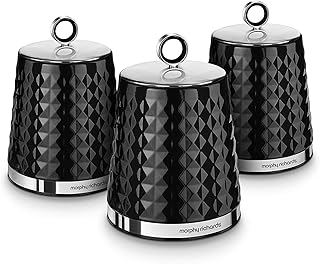 Morphy Richards 978053 Dimensions Set of 3 Round Kitchen Storage Canisters, Black