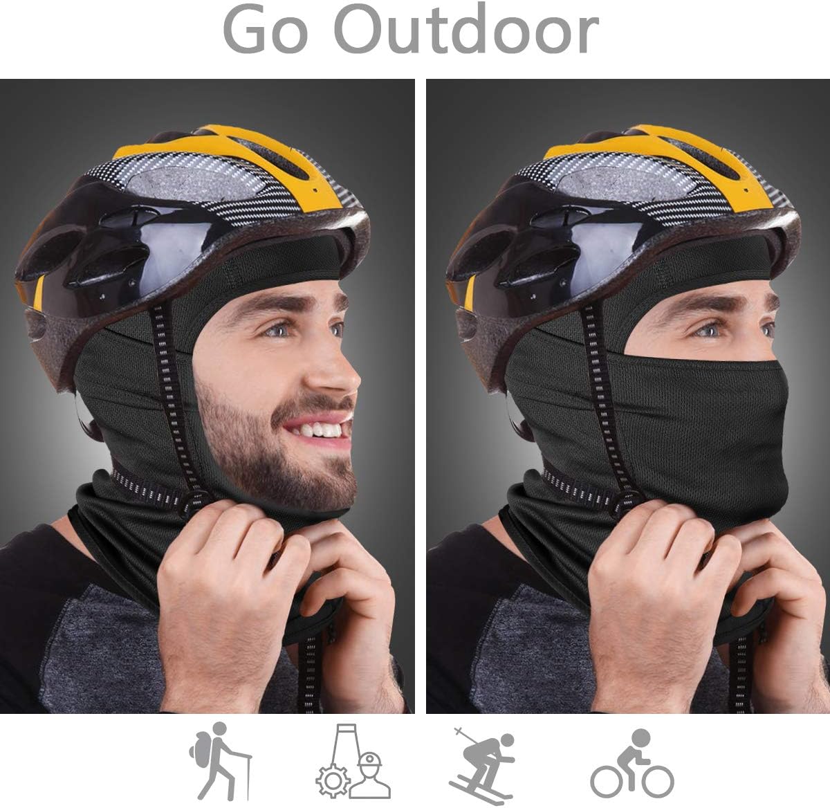 Achiou Balaclava Face Mask, Ski Mask UV Protector Lightweight for Motorcycle Cycling Running-2