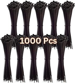 Gocableties Black Cable Ties, 300mm x 3.6mm, Bulk Pack of 1000, 12” Premium Nylon Zip Ties, Multi-Purpose Plastic Tie Wraps, Secure Self-Locking Mechanism, for Home, Garden, Office and DIY