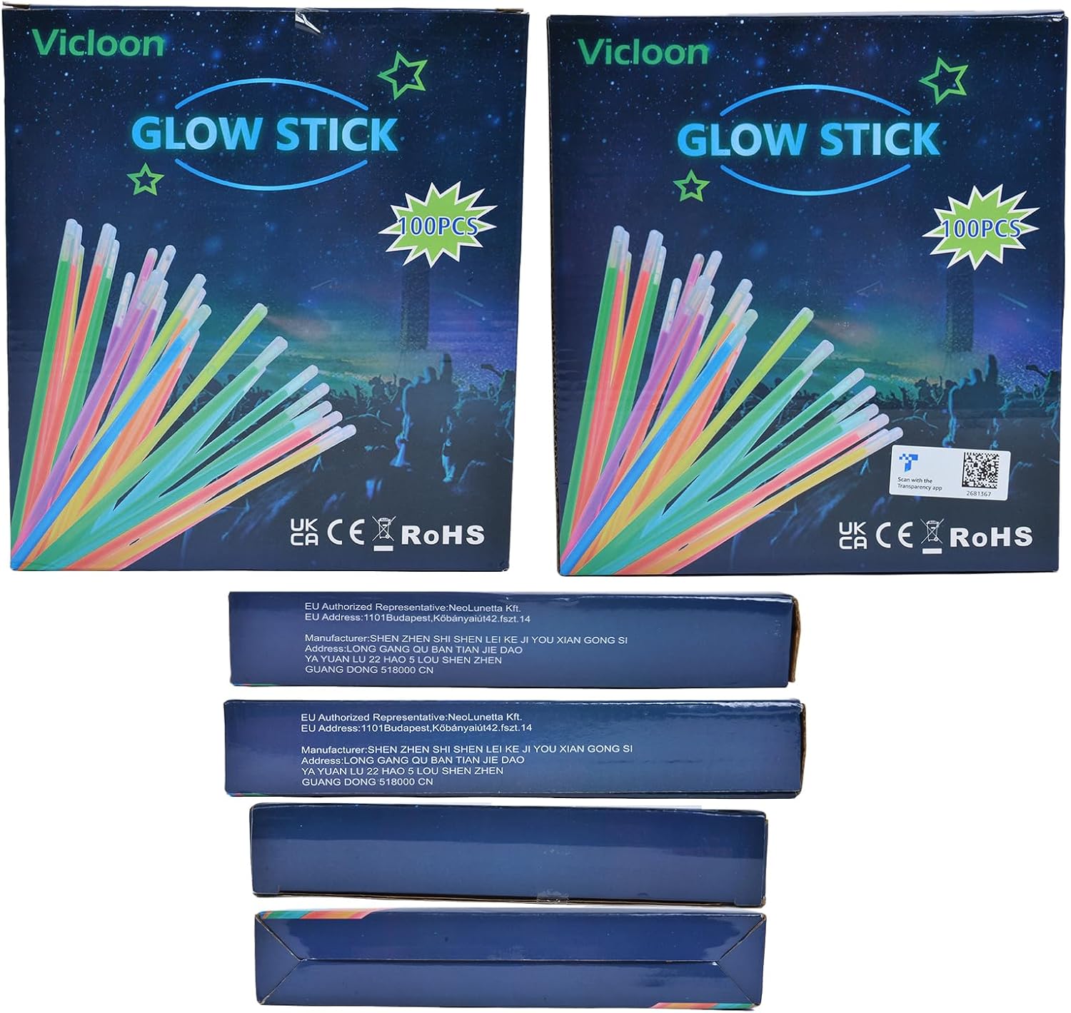 Vicloon Glow Sticks, 100 Pcs Glow Party Supplies with Connectors, Bracelets, Suitable for Dance, Raves or Party Fillers, 12+ hour Non Stop Glow - Non Toxic-7