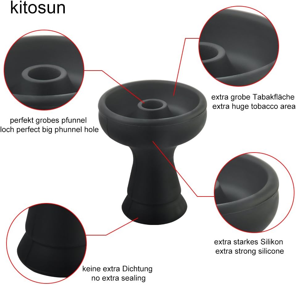 Kitosun Hookah Bowl Set Silicone Tobacco Bowl with Heat Management Screen for Smoking Shisha Hookah Easy Replace Charcoal Fast Cleaning-1