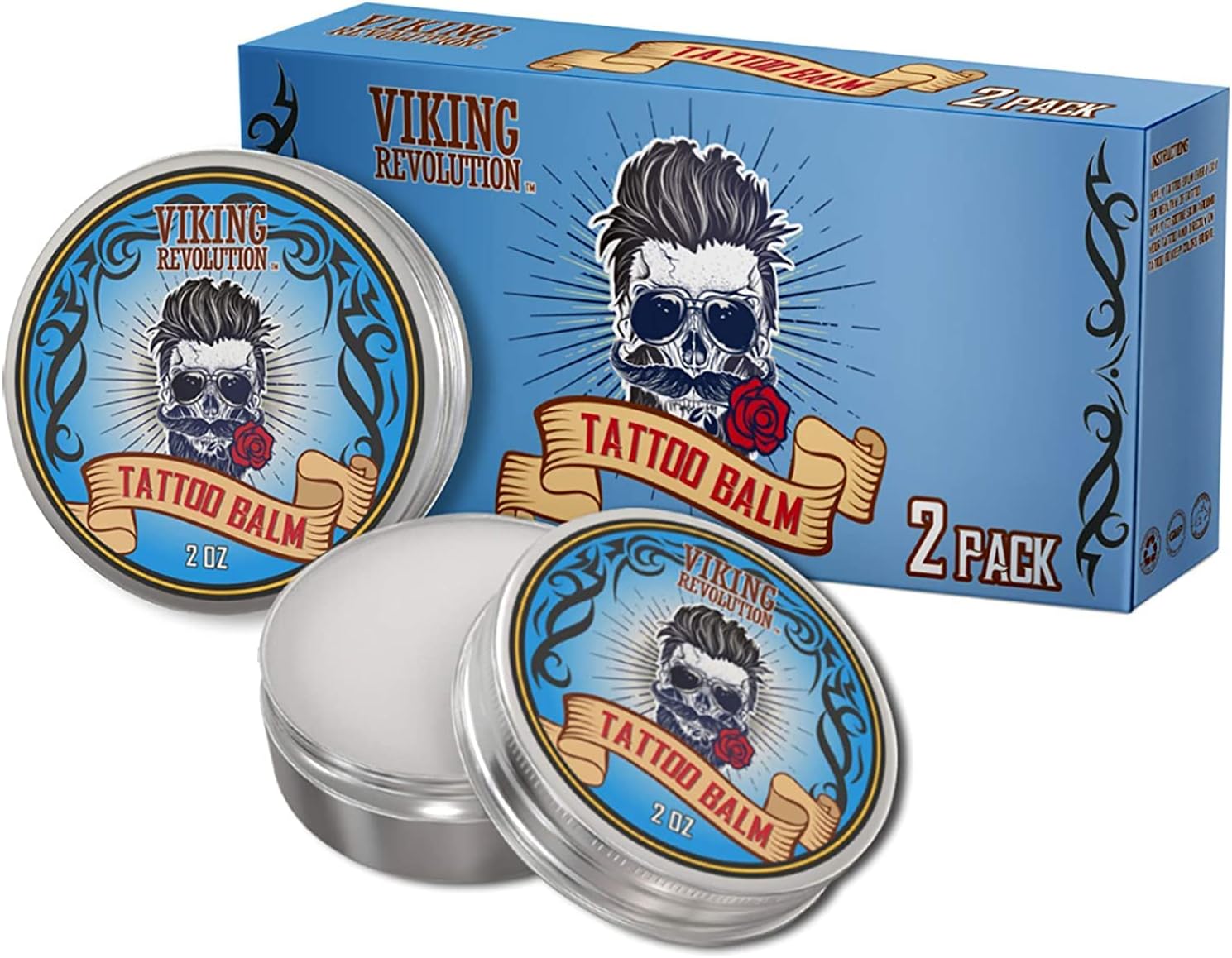 Viking Revolution Tattoo Balm for Before, During & Post Tattoo – Safe, Natural Tattoo Aftercare Cream – Moisturizing Lotion to Promote Skin Healing Tattoo Cream (2 Pack)-1