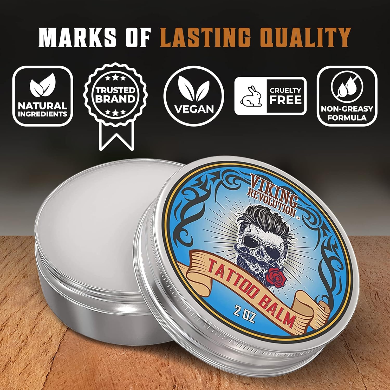 Viking Revolution Tattoo Balm for Before, During & Post Tattoo – Safe, Natural Tattoo Aftercare Cream – Moisturizing Lotion to Promote Skin Healing Tattoo Cream (2 Pack)-5