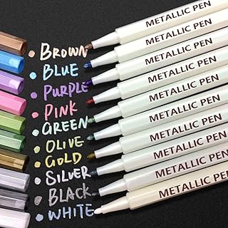 APOGO APOGO Metallic Marker Pens Scrapbook Pens for Black Paper Metallic Pens for Scrapbooking, Gold Pens Metallic Scrapbook Accessories for Card Making, DIY Photo Album, Glass, Metal, Wood, Art Supplies