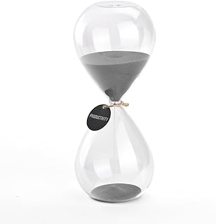 Hourglass Sand Timers - SWISSELITE Biloba Hourglass Sand Timer, 8.1 Inch Grey Sand Timer In 30 Mins