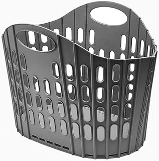 Addis Flat Easy Store Laundry Basket Hamper, Dark Grey, 38 Litre 518150