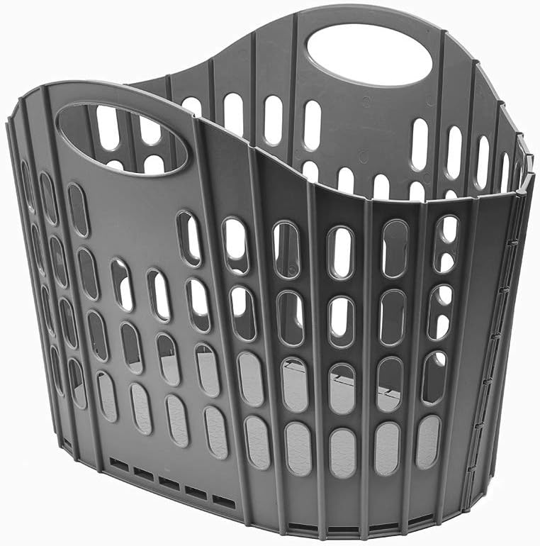 Addis Flat Easy Store Laundry Basket Hamper, Dark Grey, 38 Litre 518150-0