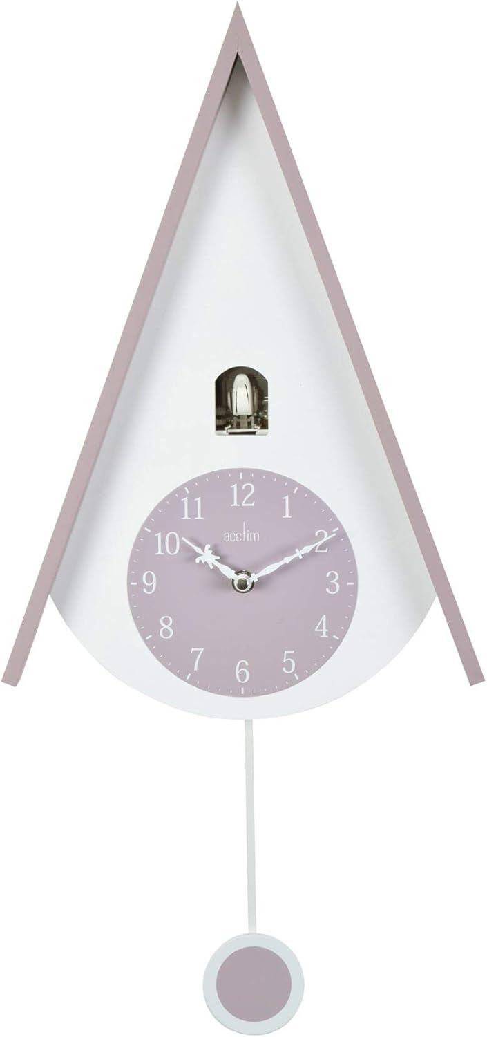 Acctim 'Lulea' Chalet Style Wall Cuckoo Clock Mauve & White 60cm High-0