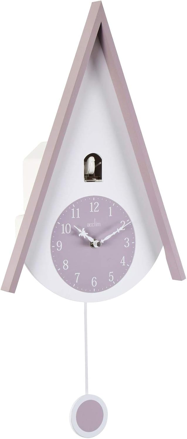 Acctim 'Lulea' Chalet Style Wall Cuckoo Clock Mauve & White 60cm High-1