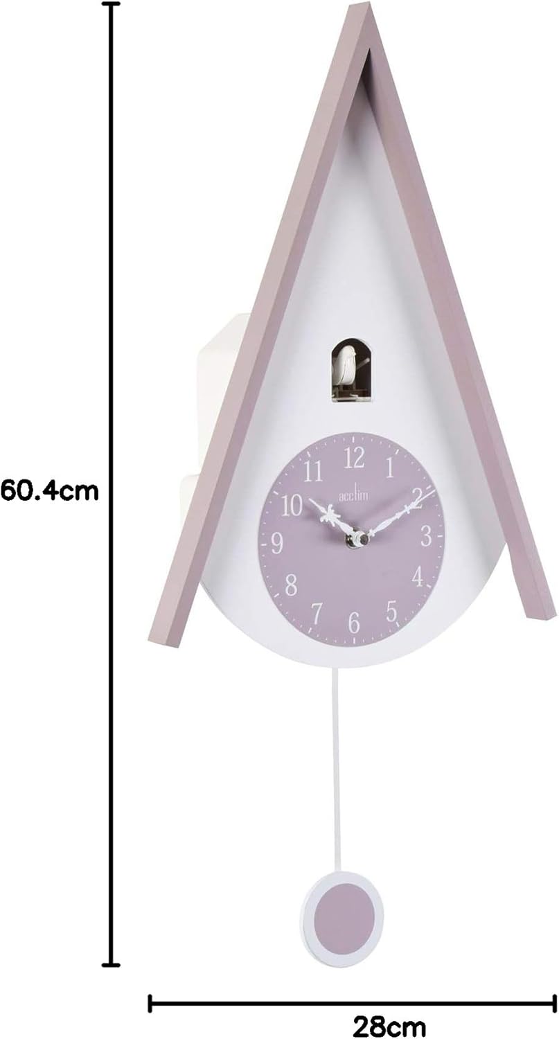 Acctim 'Lulea' Chalet Style Wall Cuckoo Clock Mauve & White 60cm High-2