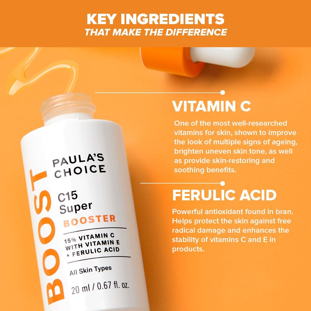 Paula’s Choice C15 Super BOOSTER - Vitamin C Brightening Serum for Face - Anti Aging & Fades Brown Spots - with Vitamin E & Ferulic Acid - All Skin Types - 20 ml-4