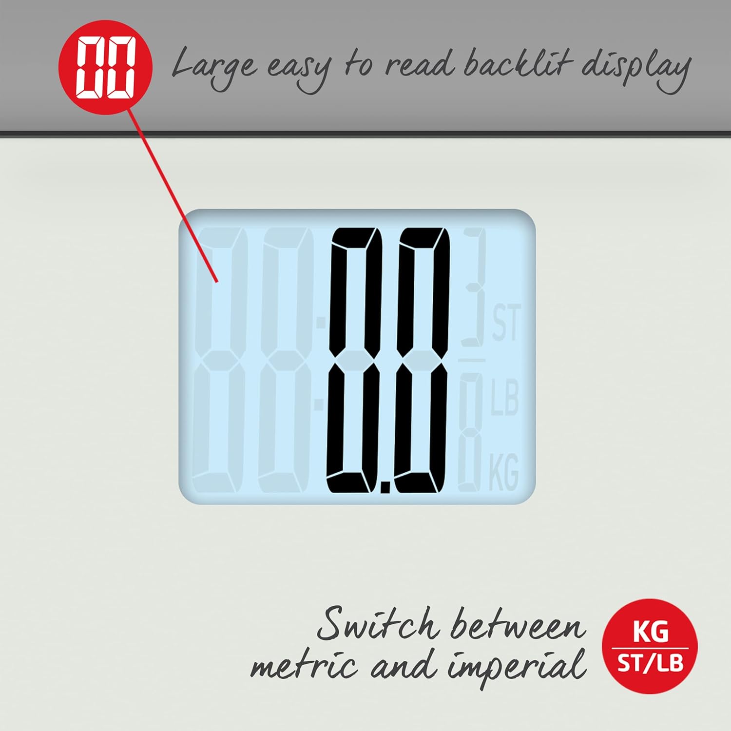 Salter Max Digital Bathroom Scale – Supersize LCD Display, 250 kg Capacity, Large Platform, Easy Read, Carpet Feet & Batteries Included, Kg/lbs, Instant Readings, Weight Measurements, White-2