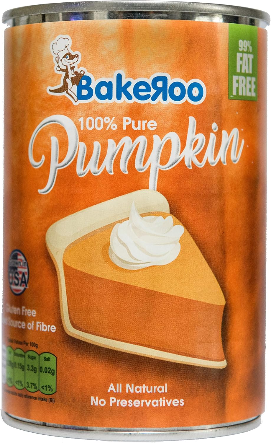 Bakeroo Tinned Pumpkin Puree (Pumpkin Pie Filling), 100% Natural - 425g-0