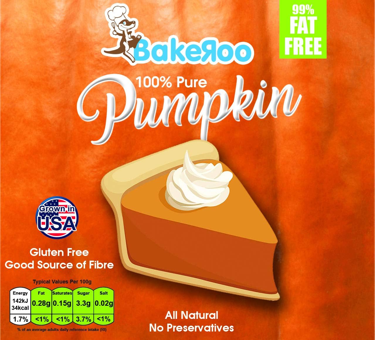 Bakeroo Tinned Pumpkin Puree (Pumpkin Pie Filling), 100% Natural - 425g-1