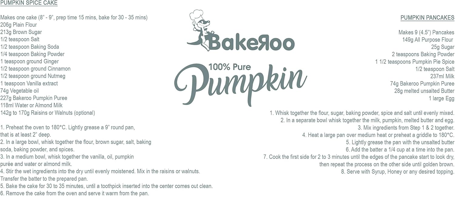 Bakeroo Tinned Pumpkin Puree (Pumpkin Pie Filling), 100% Natural - 425g-4