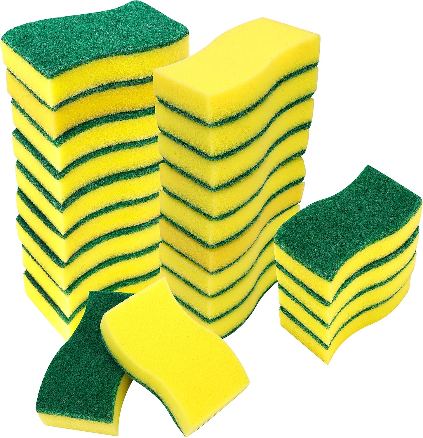 Belle Vous Heavy Duty Cleaning Scrub Sponges (24 Pack) - Non-Scratch Scourer for Kitchen Dishes & Bathroom - Dual-Sided Multi-Use Washing-Up Dish Pad for Effortless Cleaning-0