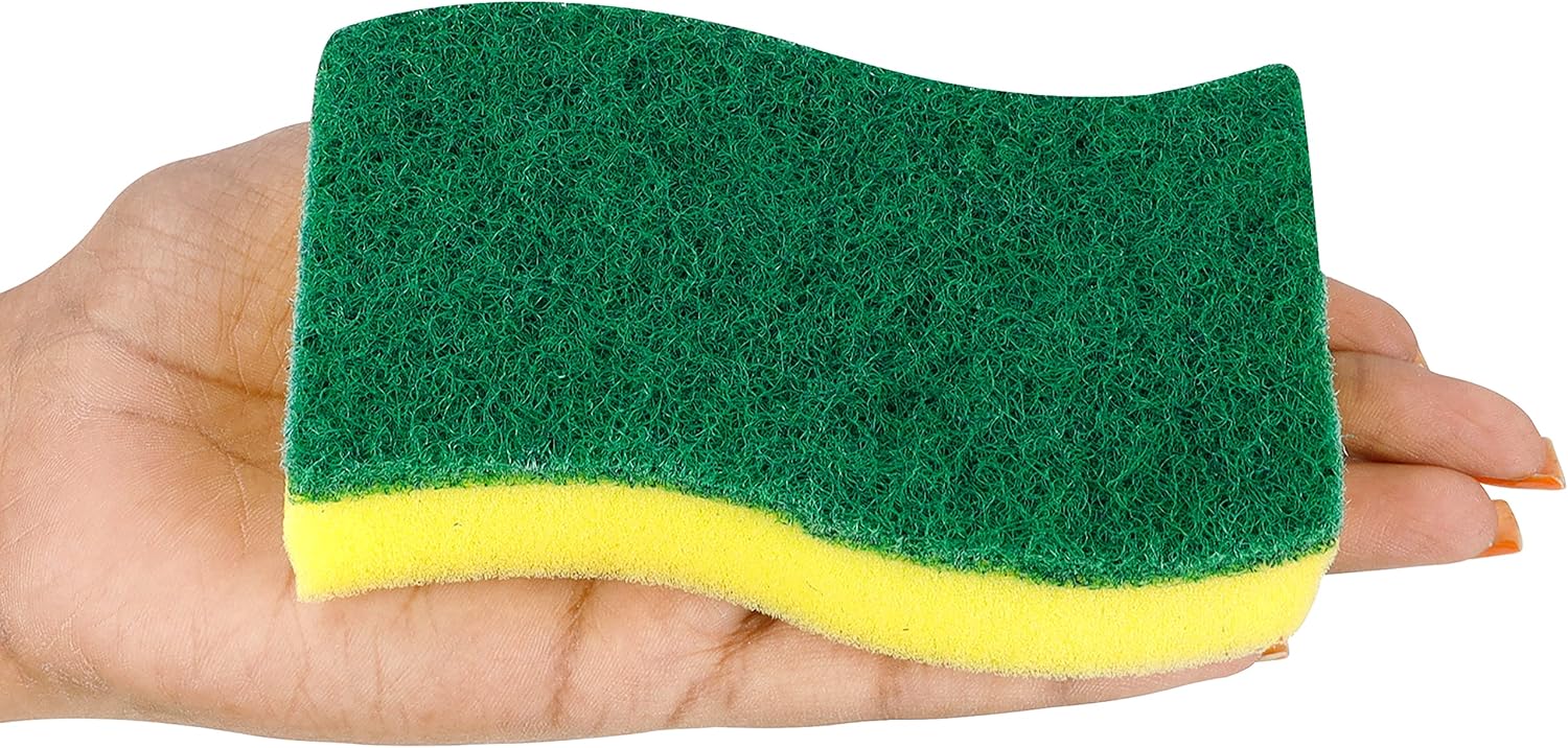 Belle Vous Heavy Duty Cleaning Scrub Sponges (24 Pack) - Non-Scratch Scourer for Kitchen Dishes & Bathroom - Dual-Sided Multi-Use Washing-Up Dish Pad for Effortless Cleaning-2