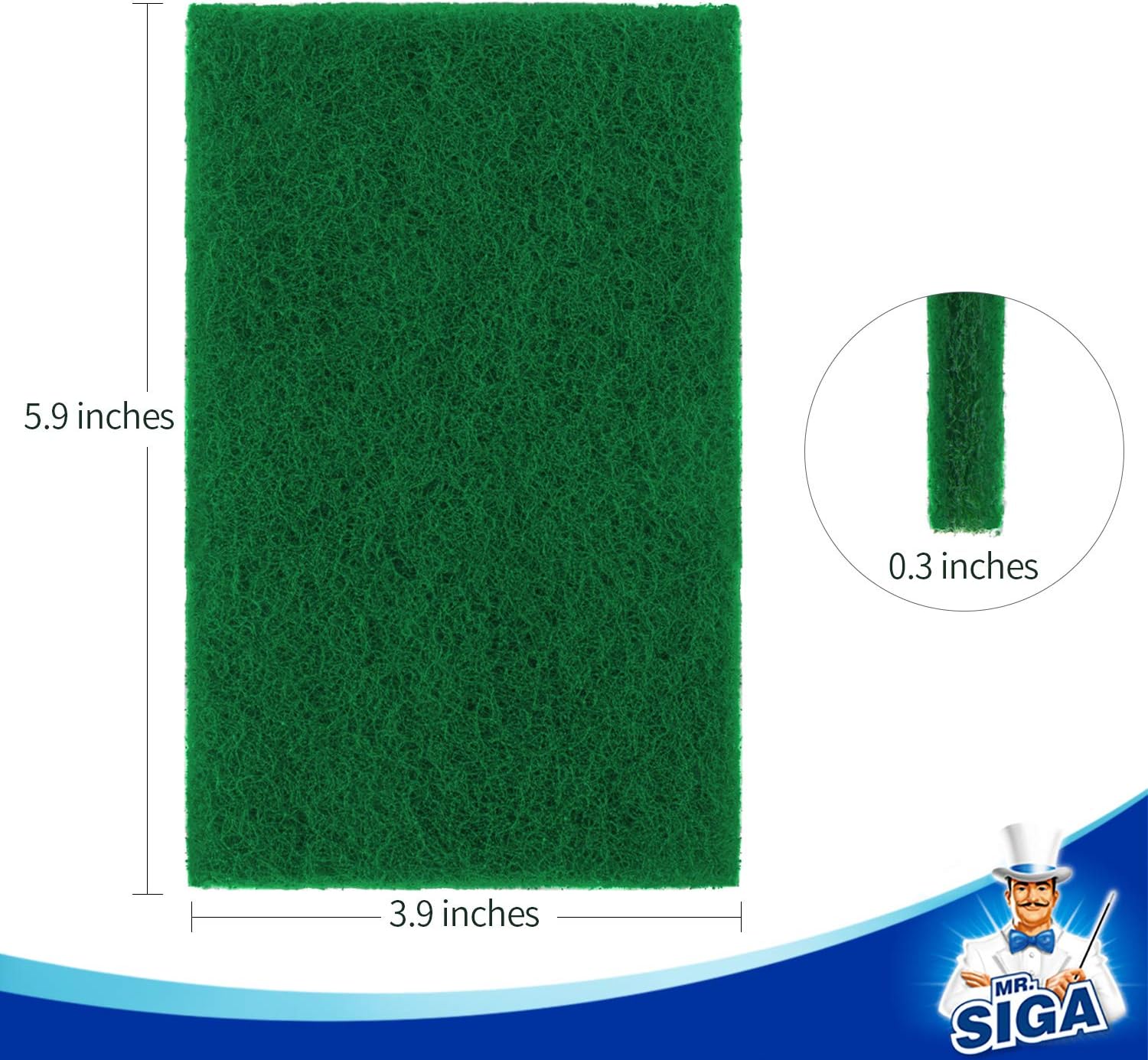 MR.SIGA Heavy Duty Scouring Pads, Household Scrubber for Kitchen, Sink, Dish, 24-Pack, 3.9 x 5.9 inch (10 x 15 cm), Green-1