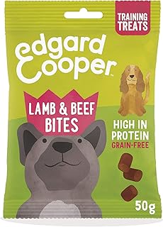 Edgard Cooper Natural Treats for Adult Dogs & Puppies - Lamb & Beef Bites - (15 x 50g pack), Grain Free Rewards, fresh meat, full of essential amino acids for healthy insides