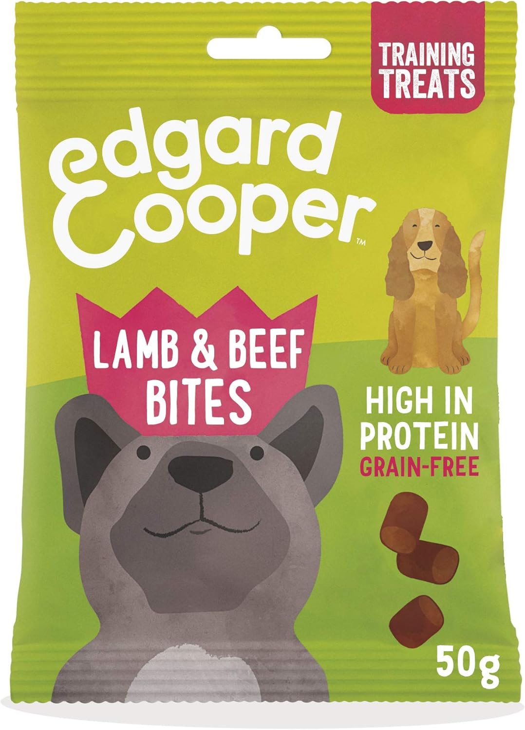 Edgard Cooper Natural Treats for Adult Dogs & Puppies - Lamb & Beef Bites - (15 x 50g pack), Grain Free Rewards, fresh meat, full of essential amino acids for healthy insides-0