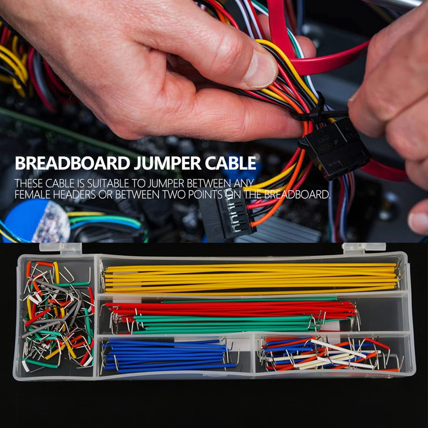 Jumper Wire Kit, Breadboard Jumper Cable, 140Pcs U Shape Solderless Breadboard Jumper Cable Wire Kit with Storage Box for DIY Shield-1