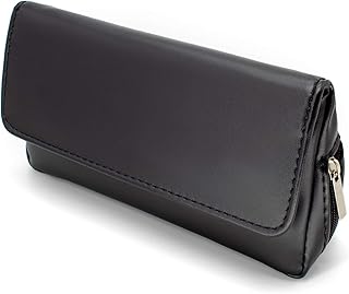 AKORD Soft Black Nappa Leather Tobacco Pouch with Rubberised Lining, 50 g