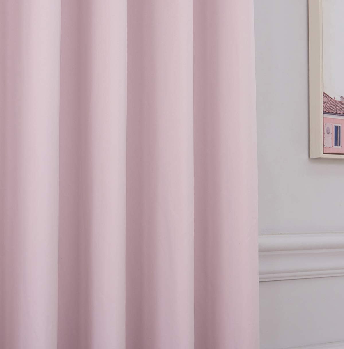 COASTLINE Super Soft Matt Satin 100% Thermal Blackout Blush Pink Eyelet Curtain Window Treatment Drapes 2 panels for Bedroom, Livingroom, Kids Nursery Room W46 x L54 inch-2