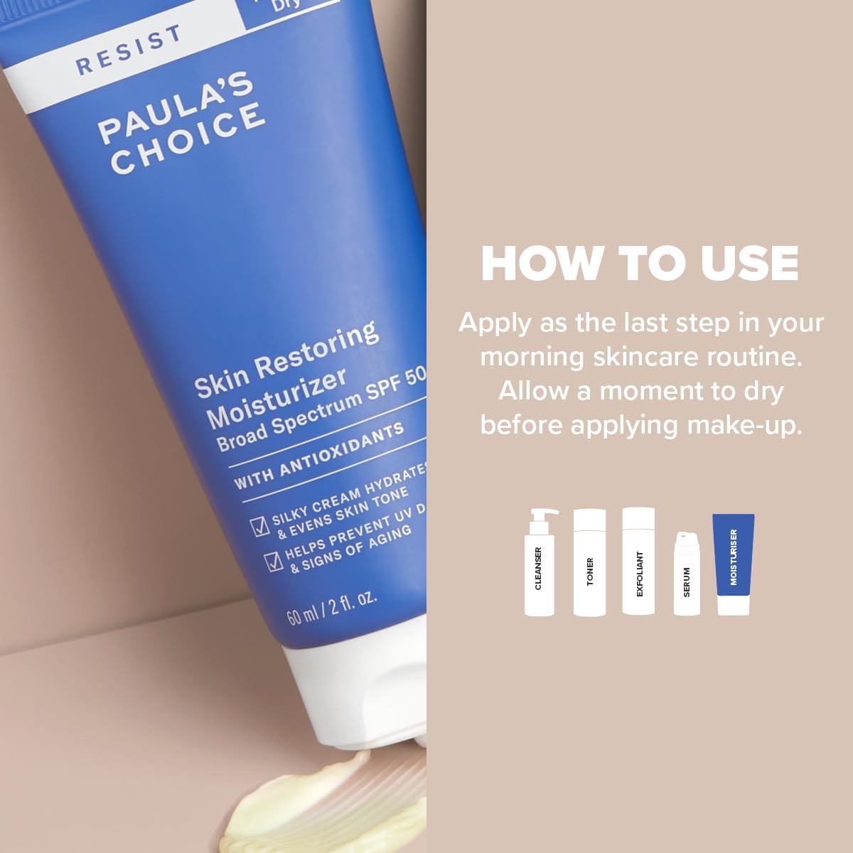 Paula's Choice RESIST Anti Aging Skin Restoring Moisturiser SPF 50 - Hydrates Dry Skin - Protects from Sun Damage - Reduces Brown Spots - with Shea Butter & Niacinamide - Normal to Dry Skin - 60 ml-3