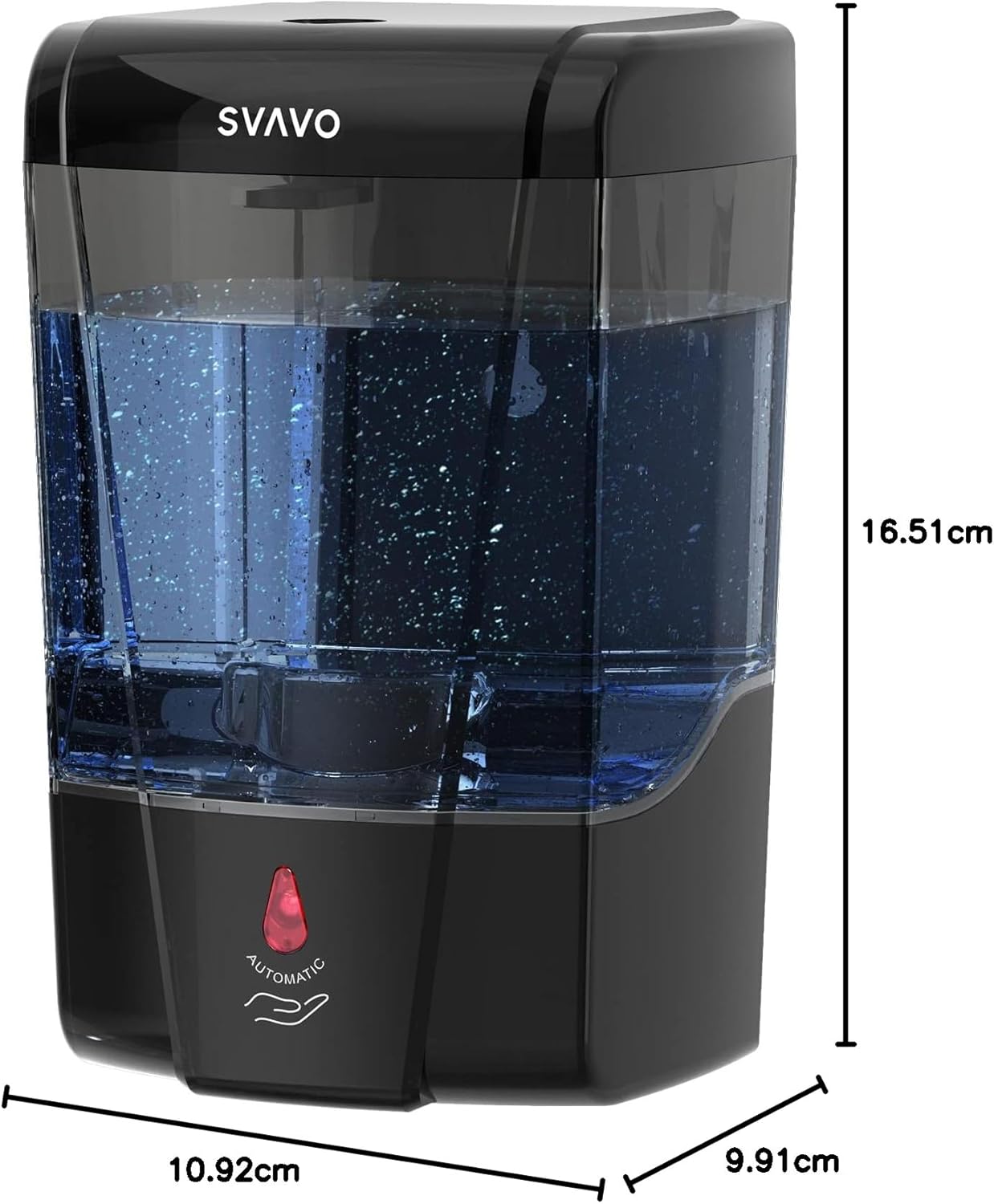 SVAVO Automatic Soap Dispenser Wall Mount, Touchless Soap Dispenser 600ml/20.28oz Battery Operated Hand Free Hand Sanitizer Dispenser Wall Mounted for Bathroom Kitchen Hotel Offices Plastic, Black-6