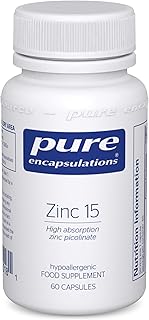 Pure Encapsulations - Zinc 15 - Zinc Picolinate 15mg - Highly Absorbable Hypoallergenic Immune System Supplement - Fertility Supplement - Hair, Skin & Nails - 60 Vegetarian Capsules