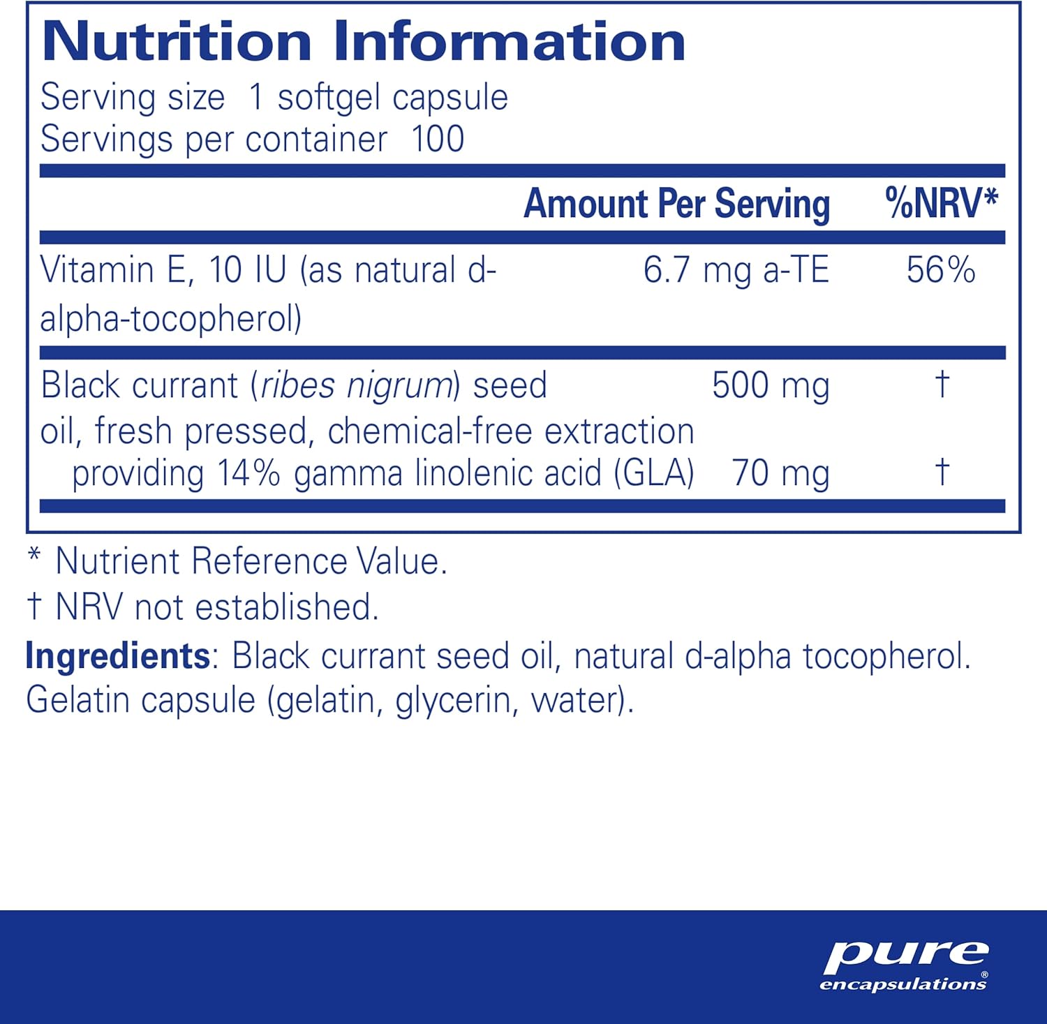 Pure Encapsulations - Black Currant Seed Oil 500mg - Black Currant Seed Oil - 100 Softgel Capsules-1