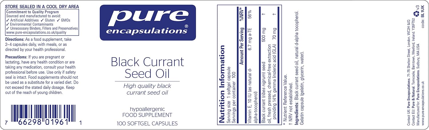 Pure Encapsulations - Black Currant Seed Oil 500mg - Black Currant Seed Oil - 100 Softgel Capsules-8