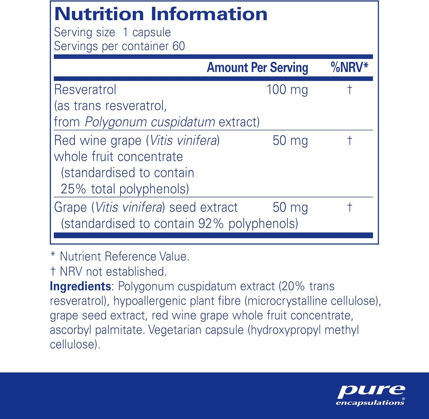 Pure Encapsulations - Resveratrol Extra 100mg - Resveratrol with Grape Seed Extract and Red Wine Polyphenols - 60 Capsules-1