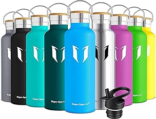 Super Sparrow Stainless Steel Water Bottle - 350ml / 500ml / 620ml / 750ml / 1000ml - Vacuum Insulated Metal Water Bottle - Standard Mouth Flask - BPA Free - Straw Water Bottle for Work, Gym, Sports