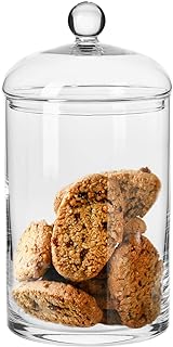 Krosno Large Glass Storage Cookie Biscuit Jar with Lid | 2.7 l | Glamour Collection | 310 mm High & 150 mm Diameter | Big Glass Sweet Jars, Dog Treat Food Storage | Sweet Jars for Candy Buffet