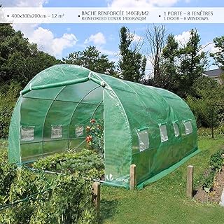 VOUNOT Polytunnel Greenhouse 4x3x2m 12m² Poly Tunnels Gardening Walk In Pollytunnel Tent with Steel Frame