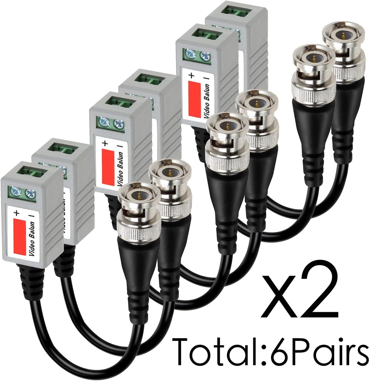 Baolongking 6 PAIRS (12 Pcs) Mini CCTV BNC Video Balun Transceiver Cable-4