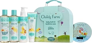 Childs Farm Baby Gifting Suitcase Baby Wash Bubble Bath Baby Moisturiser Nappy Cream Suitable for Newborns Sensitive Skin, clear