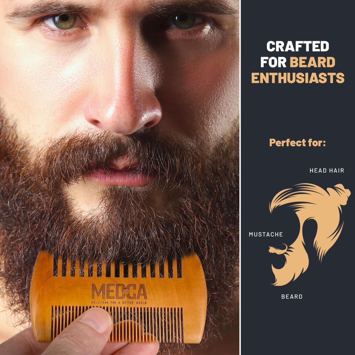 Wooden Beard Comb With Leather Case - Handcrafted Solid Beechwood Beard, Mustache and Head Hair Pocket Combs for Men Dual Action Fine & Coarse Teeth Perfect for Conditioner Oils and Beard Balms-4