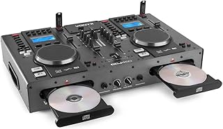 VONYX CDJ450 Dual DJ CD Player Combo with Built-in Mixer, Dual USB Ports, Bluetooth Streaming, and Jog Wheels - Professional Portable CD Mixer System for DJs