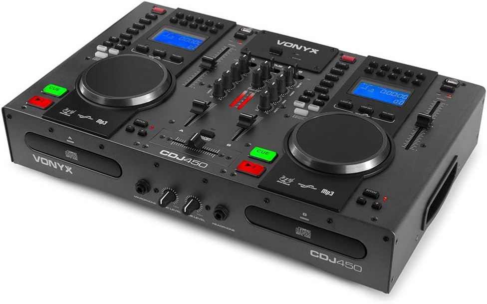 VONYX CDJ450 Dual DJ CD Player Combo with Built-in Mixer, Dual USB Ports, Bluetooth Streaming, and Jog Wheels - Professional Portable CD Mixer System for DJs-3