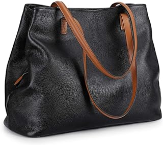 S-ZONE Women Soft Genuine Leather Handbag Large Capacity Shoulder Hobo Bag Fit for 13'' Laptop