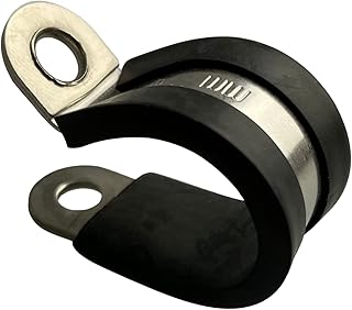 On1shelf 10x 5mm Rubber Lined P Clips Hose Pipe Clamp Stainless Steel Premium Quality-