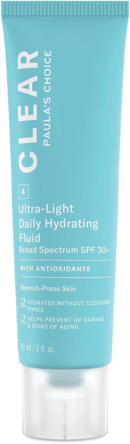 Paula's Choice CLEAR Light Hydrating Fluid SPF 30 - Non Greasy Mattifying Face Moisturiser - Reduces Blackheads & Pores - with Vitamin E - Combination to Oily & Suitable for Acne Prone SKin - 60 ml-0